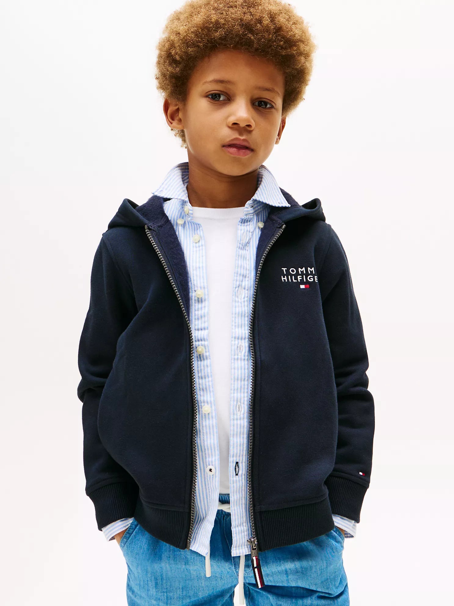 Kids' Hilfiger Logo Zip Hoodie
