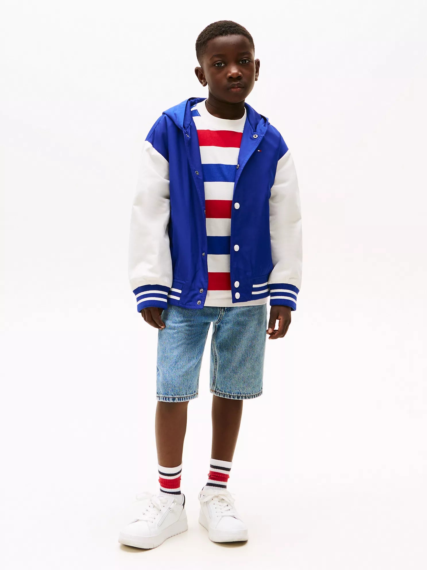 Kids' Back Logo Hooded Bomber Jacket