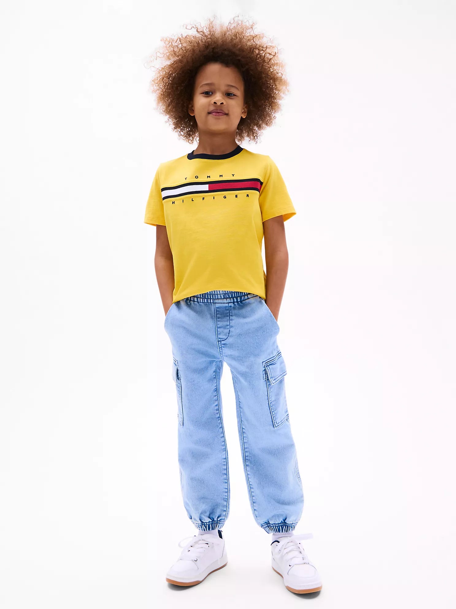Kids' Light Wash Denim Cargo Jogger