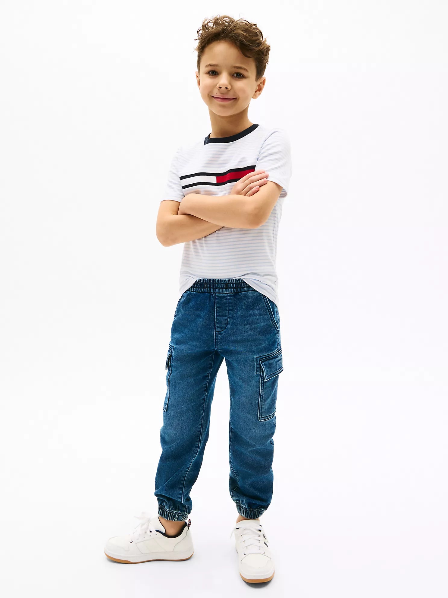 Kids' Dark Wash Denim Cargo Jogger